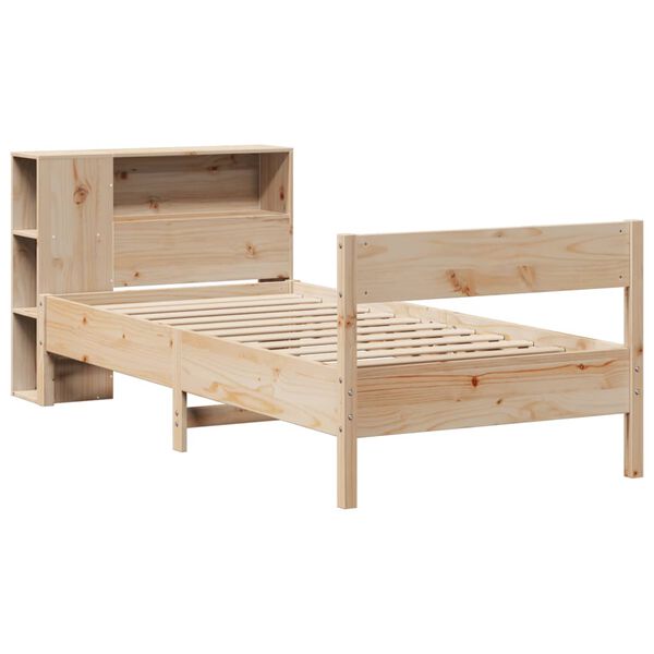 vidaXL Cama con estanter&iacute;a sin colch&oacute;n madera maciza de pino 90x190 cm
