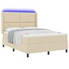 vidaXL Cama Box Spring LED con colch&oacute;n Crema 160 x 200 cm tela