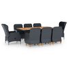 vidaXL Set comedor jard&iacute;n 9 piezas cojines rat&aacute;n sint&eacute;tico gris oscuro