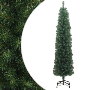 vidaXL &Aacute;rbol de Navidad artificial delgado y soporte PVC verde 240 cm