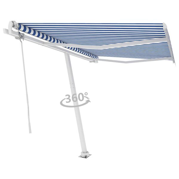vidaXL Toldo de pie autom&aacute;tico azul y blanco 300x250 cm