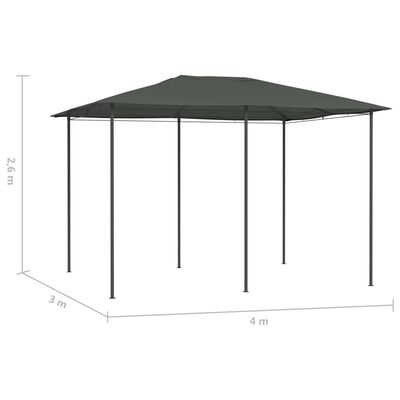 vidaXL Cenador gris antracita 3x4x2,6 m 160 g/m²
