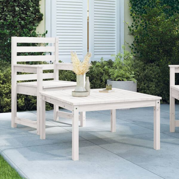 vidaXL Mesa de jardín madera maciza pino blanco 82,5x82,5x45 cm