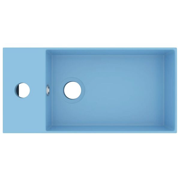 vidaXL Lavabo con rebosadero cer&aacute;mica azul claro