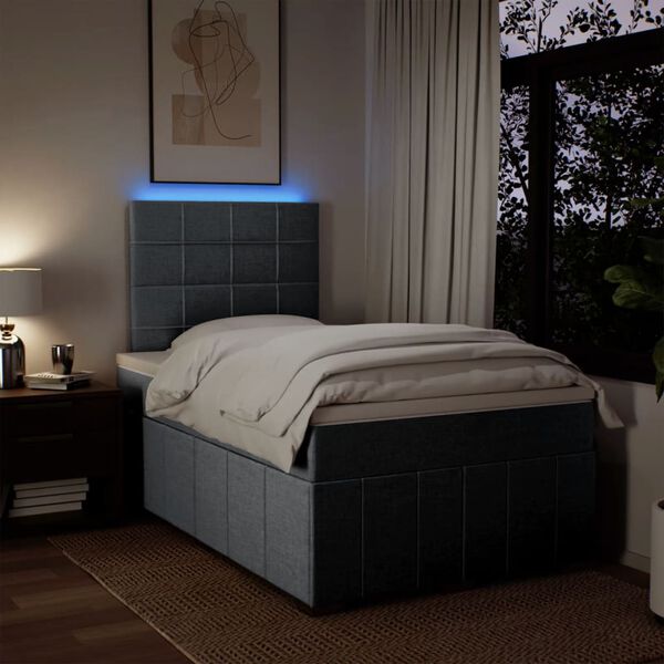 vidaXL Cama box spring con colch&oacute;n tela gris claro 120x190 cm