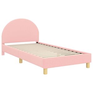 vidaXL Cama para ni&ntilde;os con cabecero Rosa 90 x 200 cm Tela de Oveja