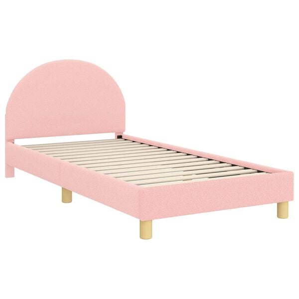 vidaXL Cama para ni&ntilde;os con cabecero Rosa 90 x 200 cm Tela de Oveja