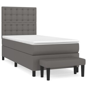 vidaXL Cama box spring con colch&oacute;n cuero sint&eacute;tico gris 80x200 cm