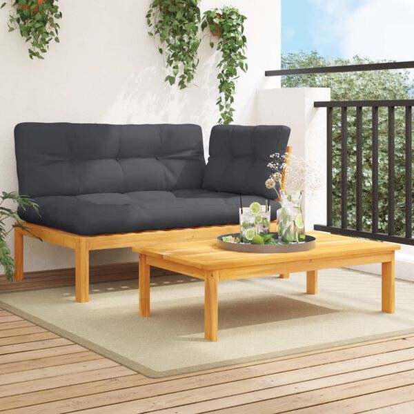 vidaXL Set de sof&aacute;s de palets de jard&iacute;n y cojines 2 pzas madera acacia