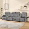 vidaXL Sill&oacute;n reclinable masaje 4 plazas y portavasos cuero PE gris