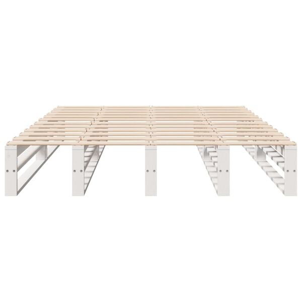 vidaXL Estructura de cama sin colch&oacute;n madera de pino blanco 135x190 cm