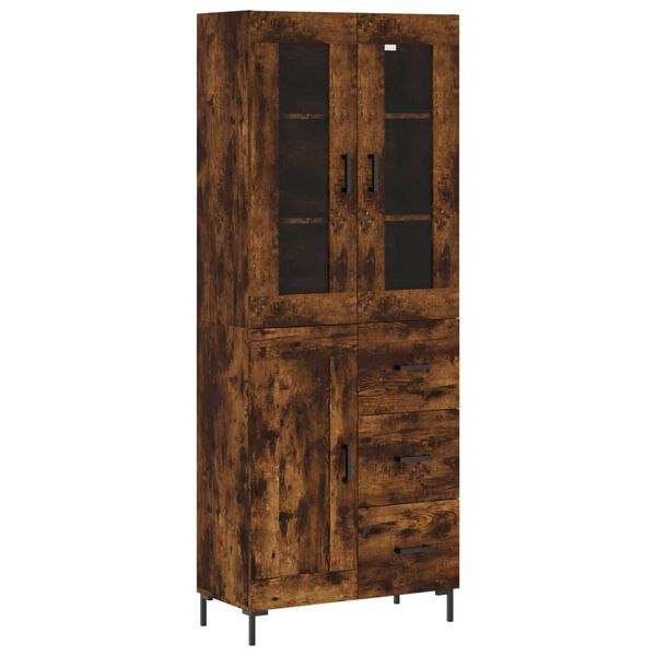 vidaXL Aparador alto madera contrachapada roble ahumado 69,5x34x180 cm