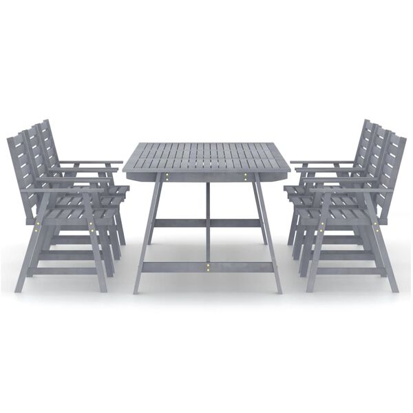 vidaXL Juego de comedor de jard&iacute;n 7 pzas madera maciza de acacia gris