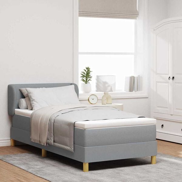 vidaXL Cama tipo Box Spring con colch&oacute;n Gris claro 90 x 190 cm tela