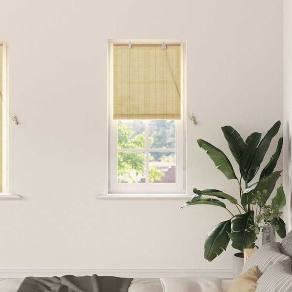 vidaXL Estor enrollable con cortinas Naturaleza 60 x 160 cm Bamb&uacute;