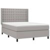 vidaXL Cama box spring colch&oacute;n y luces LED tela gris claro 140x190 cm