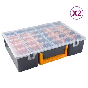 vidaXL Cajas de accesorios 2 uds divisores extra&iacute;bles PP 360x250x85mm