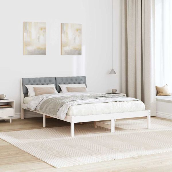 vidaXL Estructura de cama con cabecera y gris claro 140 x 200 cm