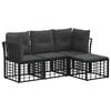 vidaXL Conjunto de sof&aacute;s de exterior Negro Poli&eacute;ster