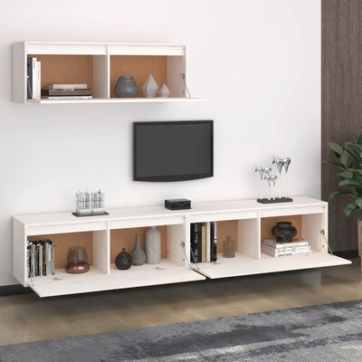vidaXL Muebles para TV 3 piezas madera maciza de pino blanco