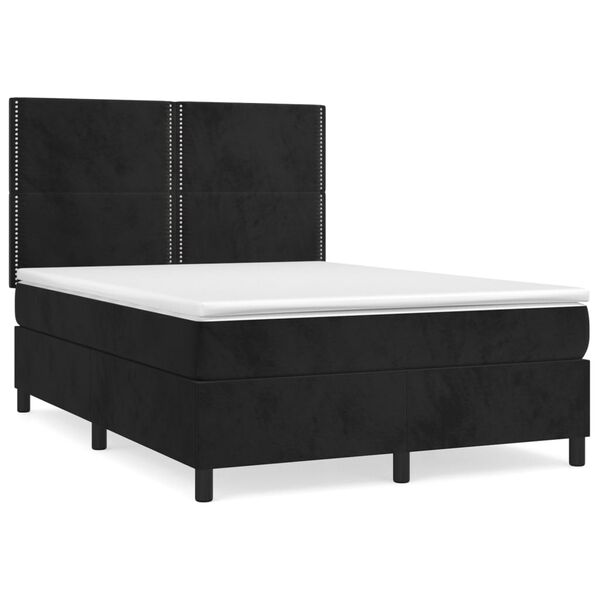 vidaXL Cama box spring con colch&oacute;n terciopelo negro 140x200 cm