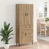 vidaXL Aparador alto 2 pcs Roble artesanal Madera de ingenier&iacute;a