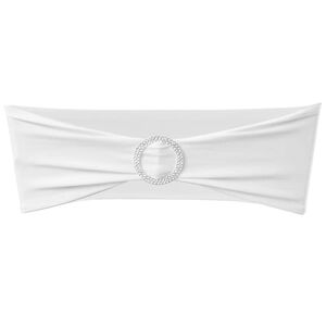 Mo&ntilde;o decorativo el&aacute;stico para sillas con hebilla 25 pzas Blanco