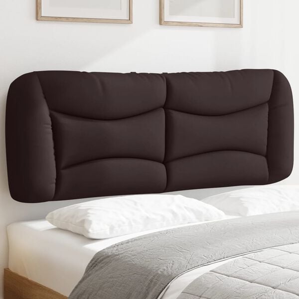 vidaXL Cabecero de cama acolchado Hvar tela marr&oacute;n oscuro 120 cm
