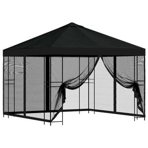 vidaXL Gazebo de jard&iacute;n con paredes laterales 3 x 3 m Negro