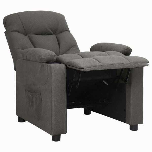 vidaXL Sill&oacute;n reclinable de tela gris oscuro