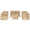 vidaXL Muebles de jard&iacute;n 9 piezas con cojines madera impregnada verde