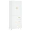 vidaXL Aparador alto madera contrachapada blanco 69,5x34x180 cm