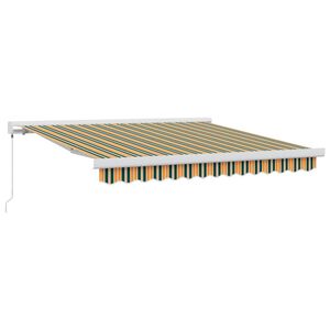 vidaXL Toldo Retr&aacute;ctil Verde y amarillo 300 x 250 cm Tela y Metal