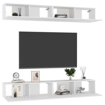 vidaXL Muebles de TV 4 uds madera de ingeniería blanco 100x30x30 cm