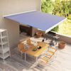 vidaXL Toldo de carrete motorizado azul y blanco 500x300 cm