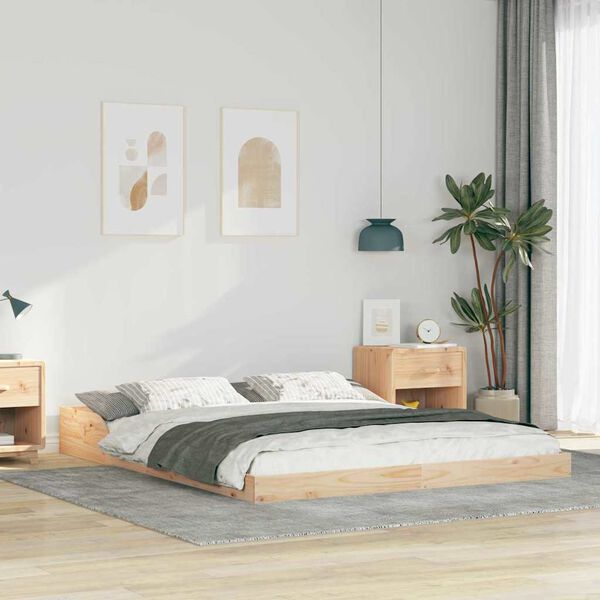 vidaXL Estructura de cama Marr&oacute;n 140 x 200 cm Madera de pino macizo
