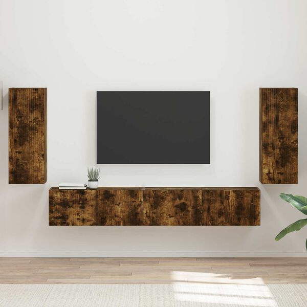 vidaXL Conjunto de mueble de TV 4 pcs Roble ahumado