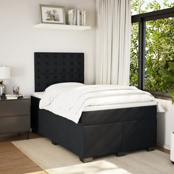 vidaXL Cama box spring con colch&oacute;n terciopelo negro 120x200 cm