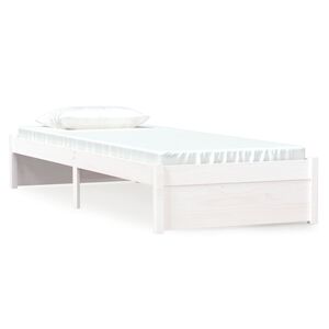 vidaXL Estructura de cama sin colch&oacute;n madera maciza blanco 75x190 cm