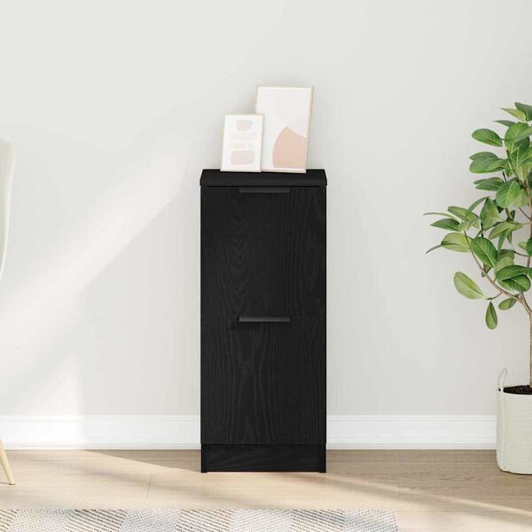 vidaXL Aparador Roble Negro 30 x 30 x 70 cm Madera de ingenier&iacute;a
