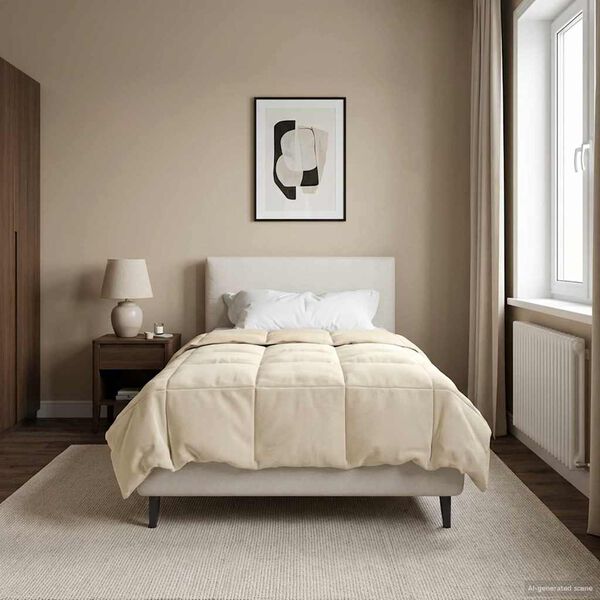 vidaXL Edred&oacute;n de Verano Acolchado Crema 135 x 220 cm Microfibra