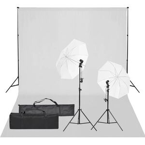 vidaXL Kit de estudio fotogr&aacute;fico con set de luces y fondo