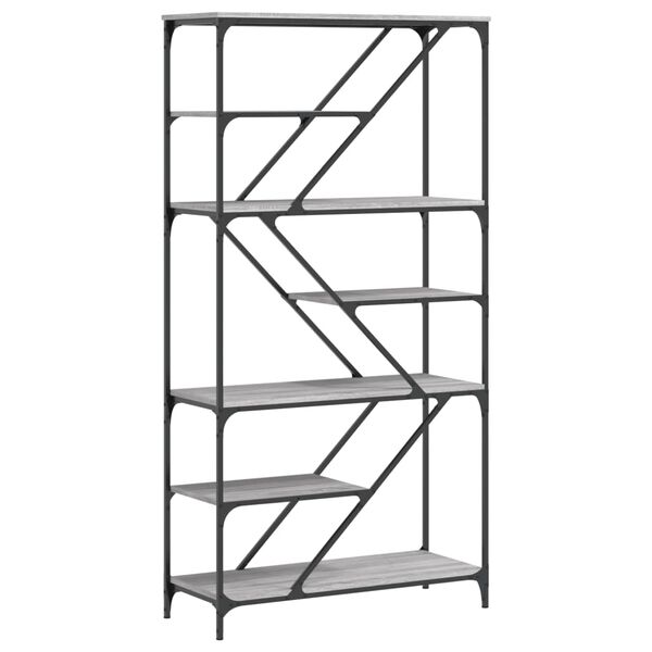 vidaXL Estantería madera de ingeniería y acero Sonoma gris 91x36x176cm