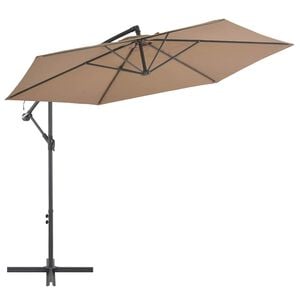vidaXL Sombrilla voladiza con poste de aluminio gris taupe 300 cm