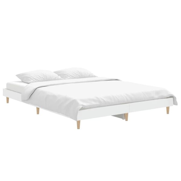 vidaXL Estructura de cama madera de ingeniería blanca 135x190 cm