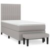 vidaXL Cama box spring con colch&oacute;n tela gris claro 100x200 cm