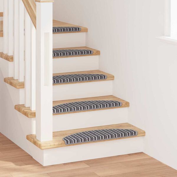 vidaXL Alfombras autoadhesivas para escaleras 15 pcs Gris