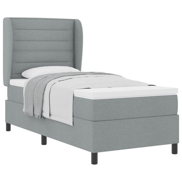 vidaXL Cama tipo Box Spring con colch&oacute;n Gris claro 100 x 200 cm tela