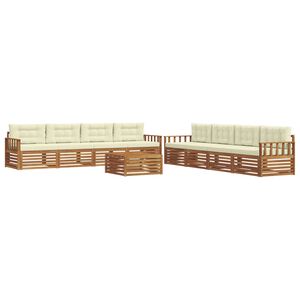 vidaXL Conjunto de sof&aacute;s de exterior con coj&iacute;n 9 pcs Natural y Crema