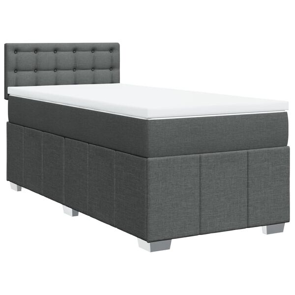 vidaXL Cama box spring con colch&oacute;n tela gris oscuro 90x200 cm